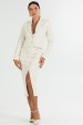 Casaco Curto de Tweed Elegante de Alfaiataria Feminina Soraya - Off White - Tlic Rio