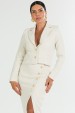 Casaco Curto de Tweed Elegante de Alfaiataria Feminina Soraya - Off White - Tlic Rio