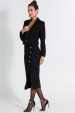 Saia Midi de Tweed com Fenda de Alfaiataria Feminina Thalia - Preto - Tlic Rio