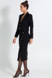 Saia Midi de Tweed com Fenda de Alfaiataria Feminina Thalia - Preto - Tlic Rio