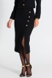 Saia Midi de Tweed com Fenda de Alfaiataria Feminina Thalia - Preto - Tlic Rio