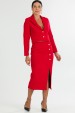 Saia Midi de Tweed com Fenda de Alfaiataria Feminina Thalia - Vermelho - Tlic Rio