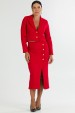 Saia Midi de Tweed com Fenda de Alfaiataria Feminina Thalia - Vermelho - Tlic Rio