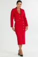 Saia Midi de Tweed com Fenda de Alfaiataria Feminina Thalia - Vermelho - Tlic Rio