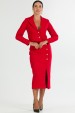 Saia Midi de Tweed com Fenda de Alfaiataria Feminina Thalia - Vermelho - Tlic Rio