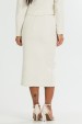 Saia Midi de Tweed com Fenda de Alfaiataria Feminina Thalia - Off White - Tlic Rio