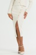 Saia Midi de Tweed com Fenda de Alfaiataria Feminina Thalia - Off White - Tlic Rio