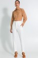 Camisa Texturizada com Mangas Bufantes de Alfaiataria Feminina Isabeli  - Bege - Tlic Rio