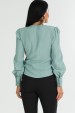Blusa Manga Longa Gola V com Detalhe No Punho de Alfaiataria Feminina Layla - Azul - Tlic Rio