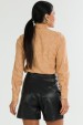 Camisa Texturizada com Detalhes Frontais de Alfaiataria Feminina Lunna  - Bege - Tlic Rio