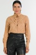 Camisa Texturizada com Detalhes Frontais de Alfaiataria Feminina Lunna  - Bege - Tlic Rio