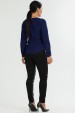 Blusa Manga Longa Gola V com Detalhe  Frontal de Alfaiataria Feminina Nubia - Azul - Tlic Rio
