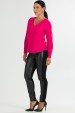 Blusa Manga Longa Gola V com Detalhe  Frontal de Alfaiataria Feminina Nubia - Pink  - Tlic Rio