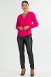 Blusa Manga Longa Gola V com Detalhe  Frontal de Alfaiataria Feminina Nubia - Pink  - Tlic Rio