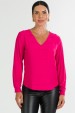 Blusa Manga Longa Gola V com Detalhe  Frontal de Alfaiataria Feminina Nubia - Pink  - Tlic Rio