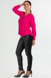 Blusa Manga Longa Gola V com Detalhe  Frontal de Alfaiataria Feminina Nubia - Pink  - Tlic Rio
