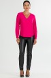 Blusa Manga Longa Gola V com Detalhe  Frontal de Alfaiataria Feminina Nubia - Pink  - Tlic Rio