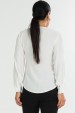 Blusa Manga Longa Gola V com Detalhe  Frontal de Alfaiataria Feminina Nubia - Off White  - Tlic Rio