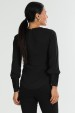 Blusa Manga Longa Gola V com Detalhes No Punho de Alfaiataria Feminina Rosalinda- Preto- Tlic Rio
