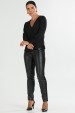 Blusa Manga Longa Gola V com Detalhes No Punho de Alfaiataria Feminina Rosalinda- Preto- Tlic Rio