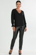 Blusa Manga Longa Gola V com Detalhes No Punho de Alfaiataria Feminina Rosalinda- Preto- Tlic Rio