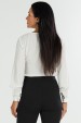 Blusa Manga Longa Gola V com Detalhes No Punho de Alfaiataria Feminina Rosalinda- Off White- Tlic Rio