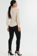 Blusa Manga Longa Gola V com Detalhes No Punho de Alfaiataria Feminina Rosalinda- Bege- Tlic Rio