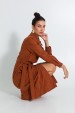 Vestido Midi Texturizado de Alfaiataria Feminina Lya - Marrom - Tlic Rio