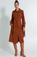 Vestido Midi Texturizado de Alfaiataria Feminina Lya - Marrom - Tlic Rio
