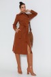 Vestido Midi Texturizado de Alfaiataria Feminina Lya - Marrom - Tlic Rio