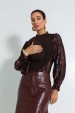 Blusa Manga Longa com Detalhes No Punho de Alfaiataria Feminina Yoná- Jet Black- Tlic Rio