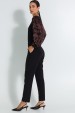 Blusa Manga Longa com Dois Tecidos de Alfaiataria Feminina Anete - Jet Black- Tlic Rio