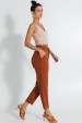 Calça Cigarreti Texturizada de Alfaiataria Feminina Carolaine - Marrom - Tlic Rio