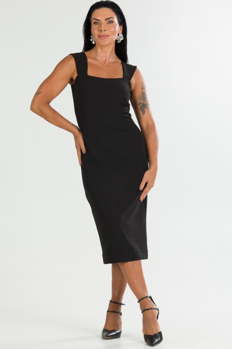 Vestido Midi com Alça de Alfaiataria Feminina Jerusa - Preto - Tlic Rio