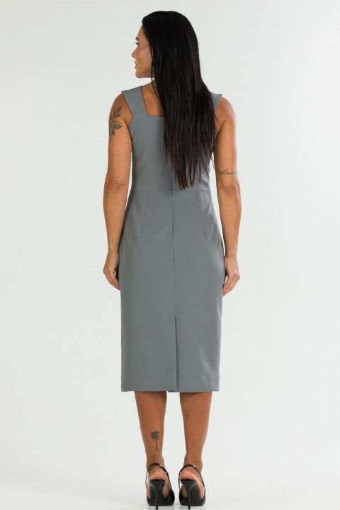 Vestido Midi com Alça de Alfaiataria Feminina Jerusa - Cinza Grafite - Tlic Rio