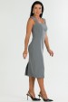 Vestido Midi com Alça de Alfaiataria Feminina Jerusa - Cinza Grafite - Tlic Rio