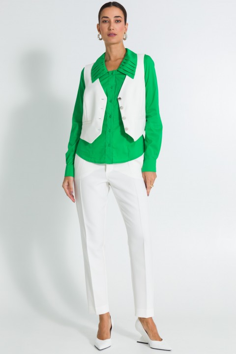 Camisa Alongada com Gola Destacada de Alfaiataria Feminina Princess - Verde - Tlic Rio