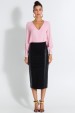 Saia Midi de Suede de Alfaiataria Feminina Linda - Preto - Tlic Rio