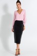Saia Midi de Suede de Alfaiataria Feminina Linda - Preto - Tlic Rio