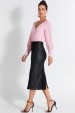 Saia Midi de Suede de Alfaiataria Feminina Linda - Preto - Tlic Rio