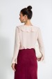 Blusa Manga Longa com Babado Caracol de Alfaiataria Feminina Merry - Bege - Tlic Rio