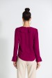 Blusa Manga Longa com Babado Caracol de Alfaiataria Feminina Merry - Bordo - Tlic Rio