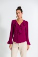 Blusa Manga Longa com Babado Caracol de Alfaiataria Feminina Merry - Bordo - Tlic Rio