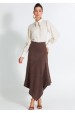 Saia Midi de Suede Alfaiataria Feminina Anabela - Chocolate - Tlic Rio