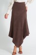 Saia Midi de Suede Alfaiataria Feminina Anabela - Chocolate - Tlic Rio