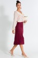 Saia Midi com Pesponto de Alfaiataria Feminina Helen - Bordo Port Royale - Tlic Rio
