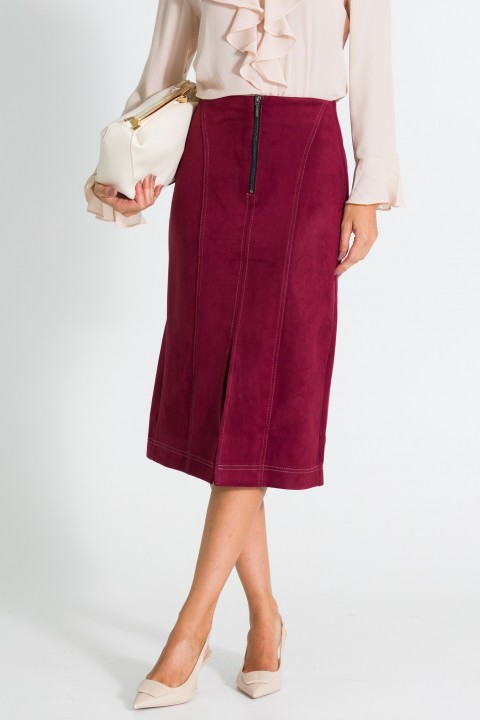 Saia Midi com Pesponto de Alfaiataria Feminina Helen - Bordo Port Royale - Tlic Rio