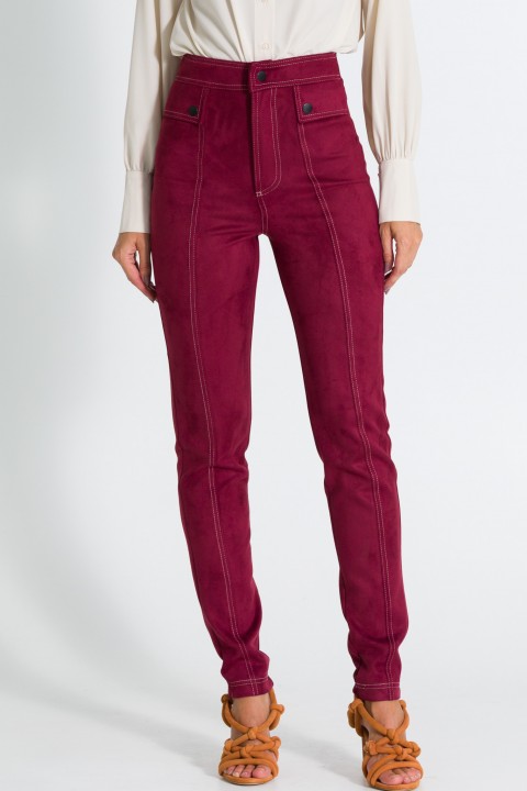 Calça Skinny com Pespontado de Alfaiataria Feminina Giana - Bordo - Tlic Rio