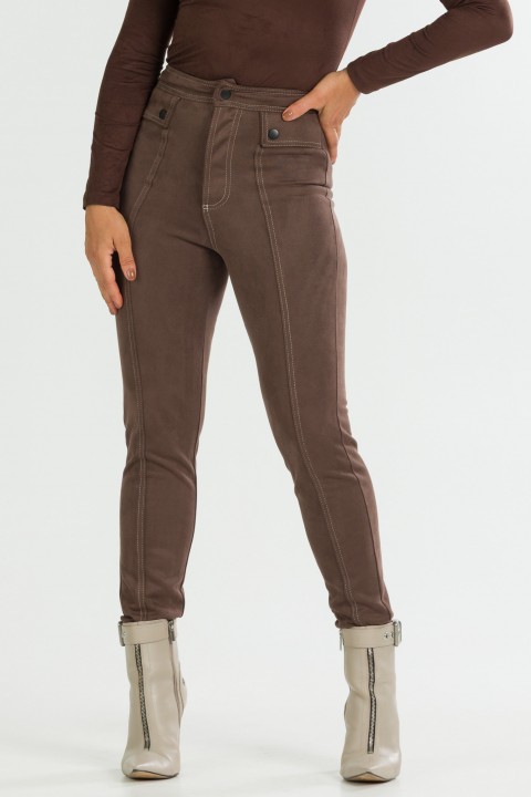 Calça Skinny com Pespontado de Alfaiataria Feminina Giana - Chocolate - Tlic Rio
