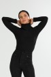 Blusa Manga Longa com Gola Alta de Alfaiataria Feminina Kezia - Preto - Tlic Rio